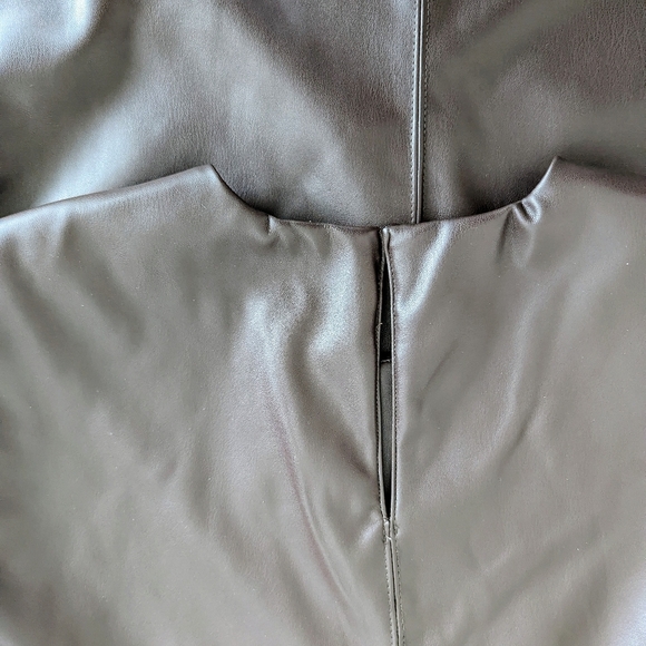 Sleeveless Brown Pleather Mini Dress - Picture 4 of 9